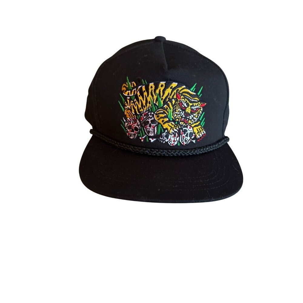 Stuntin "Damn Fine Goods" Black Snapback Hat With Embroidered Tiger Design